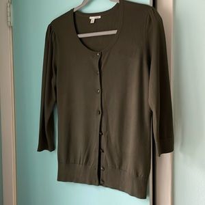 Halogen Olive green button down cardigan